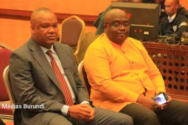 File photo : from left to right, Corneille Nangaa, president of the Congo River Alliance and Bertrand Bisimwa, political leader of the M23 during the officialization of the new Alliance in Nairobi, December 15, 2023. Both are targeted by U.S. sanctions (SOS Médias Burundi)