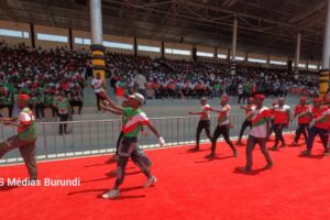 Imbonerakure during a parade on the sidelines of a day dedicated to them, August 26, 2023 in Makamba in southern Burundi (SOS Médias Burundi)