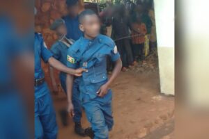 Police officer Majorique Irankunda arrested by his colleagues in Mubuga, DR