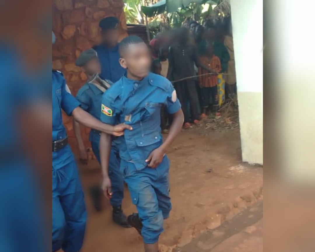 Police officer Majorique Irankunda arrested by his colleagues in Mubuga, DR