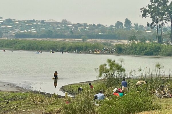 Refugees in a river in Nakivale, DR