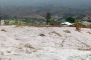 A hill covered in hail in Mugamba, September 2024 DR