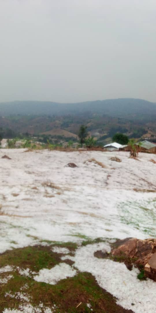 A hill covered in hail in Mugamba, September 2024 DR