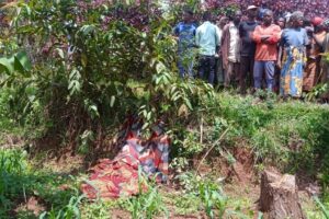 Residents at the site of the discovery of the body of Gloriose Ruranditse, DR
