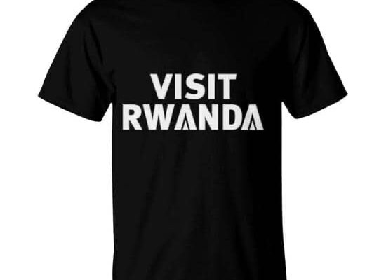 A T-shirt labeled "Visit Rwanda"