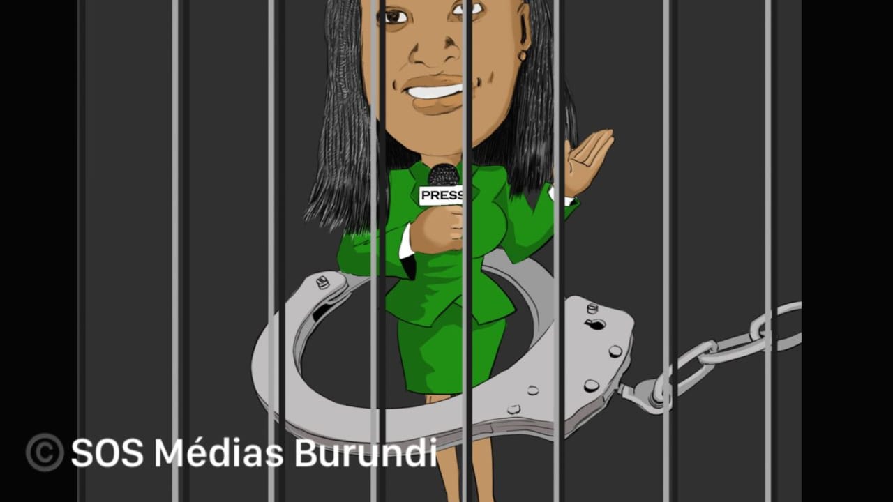 Sandra Muhoza, journaliste burundaise incarcérée à la prison centrale de Mpimba à Bujumbura, dans une illustration réalisée par SOS Médias Burundi.